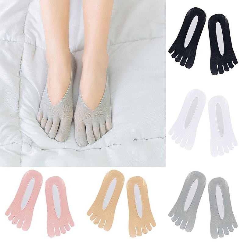 1pair Breathable Five Toe Socks Orthopedic Compression Socks Women&#39;s Toe Socks Ultra Low Cut Liner with Gel Tab