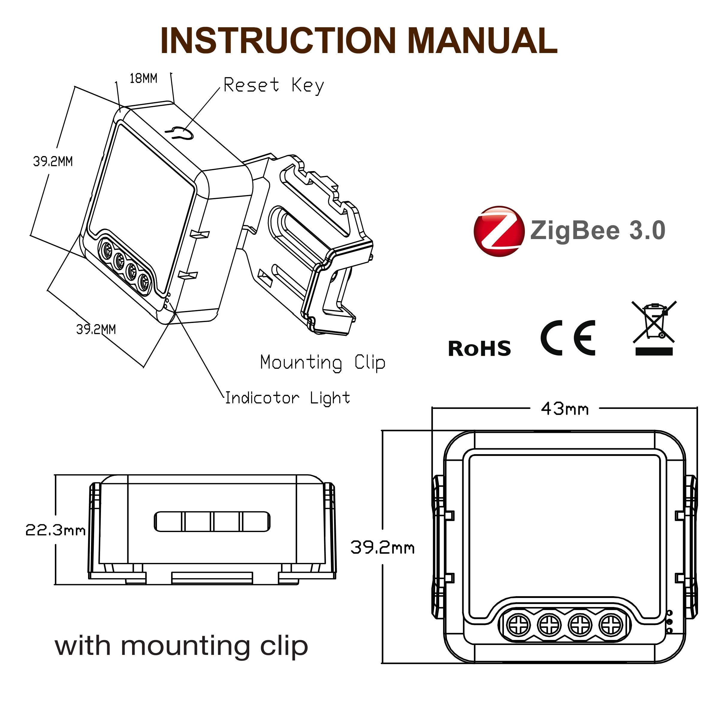 GIRIER Tuya ZigBee 3.0 Smart Switch Module No Neutral Wire Required Smart Home DIY Light Breaker Works with Alexa Google Home