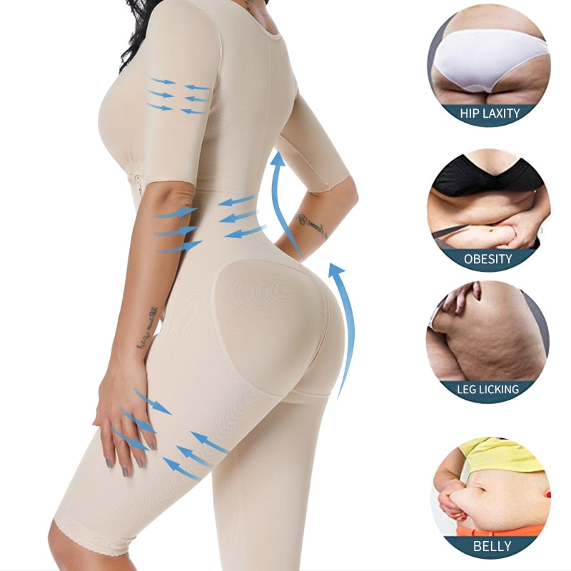 Women Powernet Full Body Shaper Post-Surgery BodySuit Waist Trainer Corset Slimming Thigh Shapewear Tummy Control Arm shaper