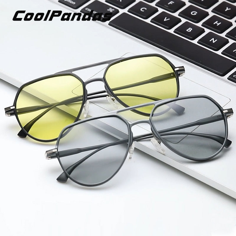 CoolPandas Brand Pilot Sunglasses Men Women Photochromic Day Night Driving Polarized Sun Glasse Chameleon anteojos de sol hombre