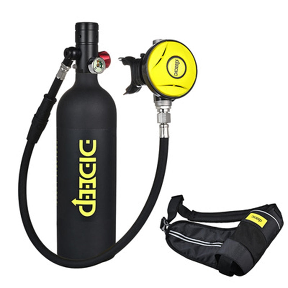 DIDEEP Scuba Diving Cylinder Mini 1L Oxygen Tank Set Respirator Air Tank With Hand Pump for Snorkeling Breath Diving Equipment