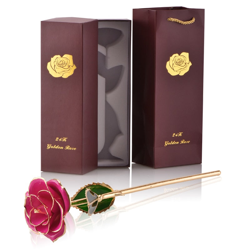 Gifts for Women 24k Gold Dipped Rose with Stand Eternal Flowers Forever Love In Box Girlfriend Wedding Valentine Gift for Her