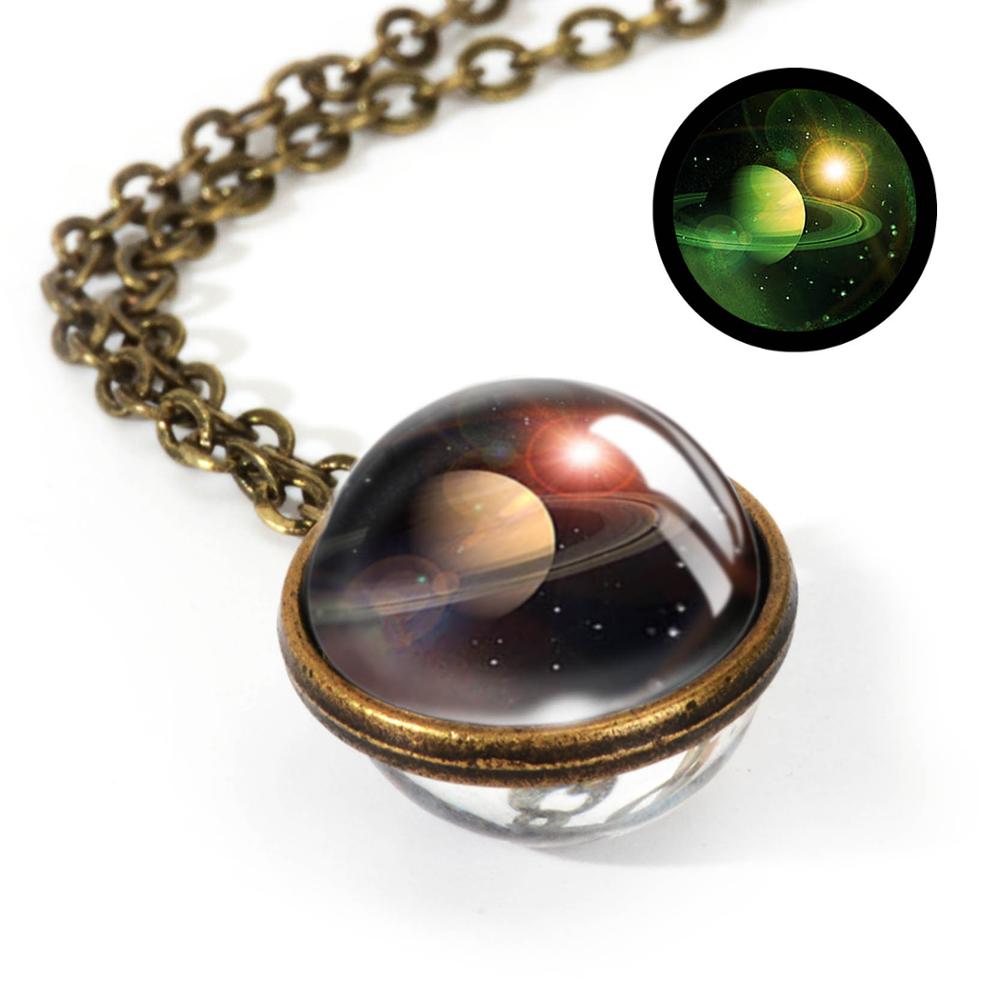 2020 New Nebula Galaxy Double Sided Pendant Necklace Universe Planet Jewelry Glass Art Picture Handmade Statement Necklace