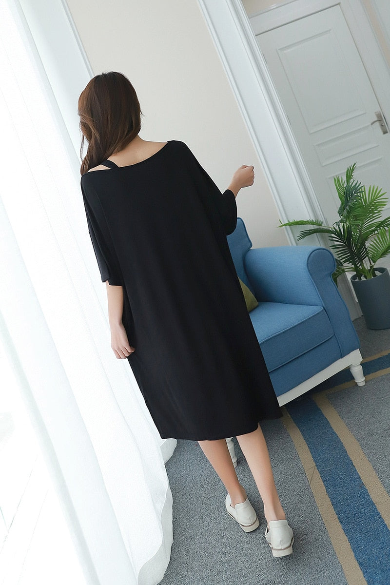 2023 New Summer Nightshirt Large Size Dress Female 90 kg Fat mm Letter Print Nightgowns Women Modal Short Sleeve Night Dress
