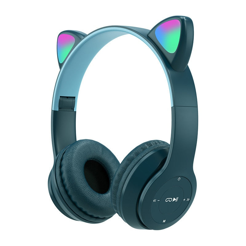 Pink Girl Wireless Headphones RGB Cute Cat Ears Headset With Microphone Noise Cancelling Kid Stereo Music casco Children&#39;s Gifts