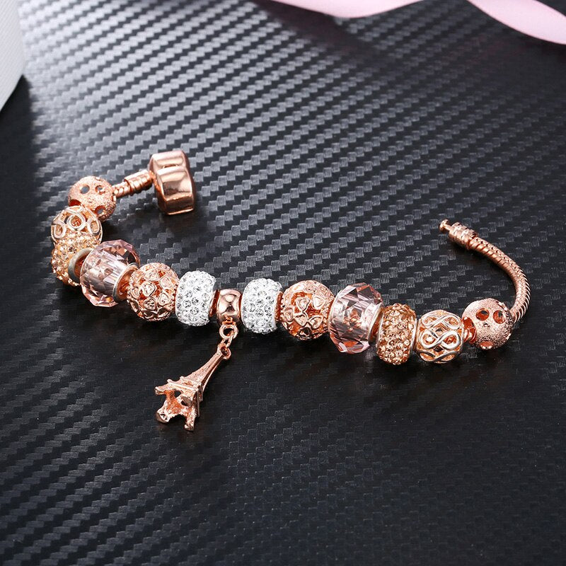 YADA Gifts Rose gold Eiffel Tower Bracelets&amp;Bangles Handmade For Women 2020 Bracelets Charm Friendship Crystal Bracelet BT200192