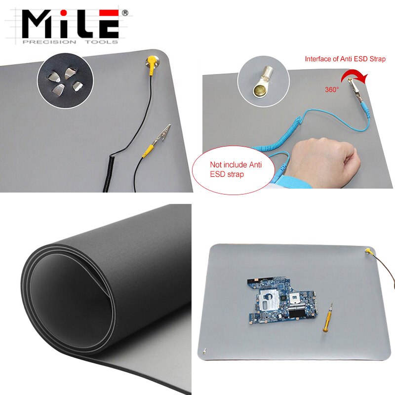 710x500x2mm Anti-Static ESD Mat+Ground Wire+ESD Wrist For Mobile Phone Computer Sensitive Electronics Repair Blanket Work Pad