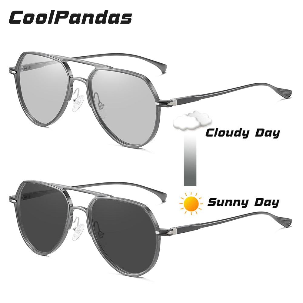 CoolPandas Brand Pilot Sunglasses Men Women Photochromic Day Night Driving Polarized Sun Glasse Chameleon anteojos de sol hombre