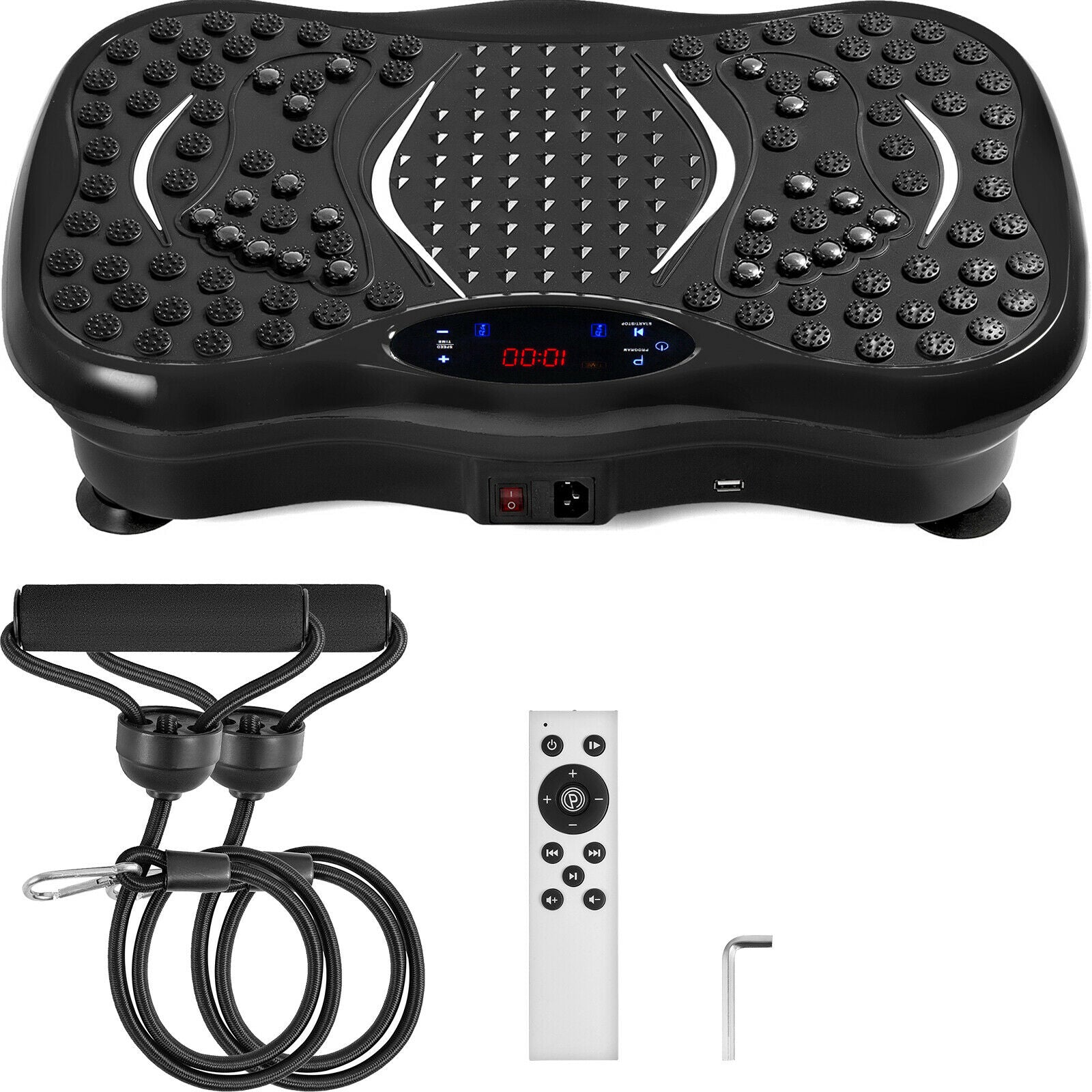 VEVOR Vibration Platform Plate Whole Body Massager Machine With Resistance Bands &amp; Remote Control for Fat Burning Weight Loss