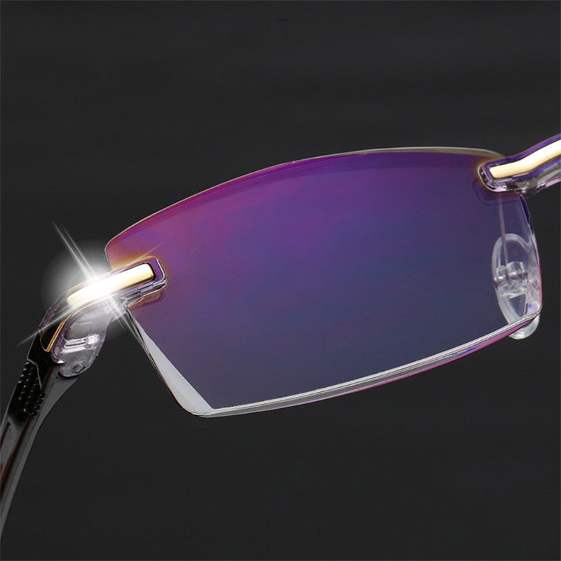 Ahora Square Rimless Reading Glasses Anti Blue Light Blocking Women Men Frameless Presbyopic Glasses With Case +1.5 2.0 2.5