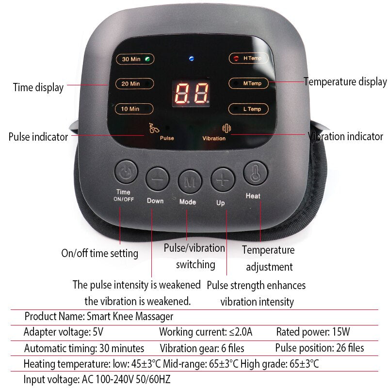 Vibration Knees Massager Heating Magnetic Therapy Joint Physiotherapy Knees Bone Care Knee Protector Pain Relief Massage Support