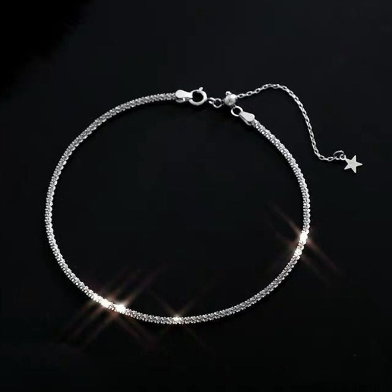 XIYANIKE Silver Color  Sparkling Single Anklet Bracelet for Women Trendy Elegant Summer Party Jewelry Prevent Allergy