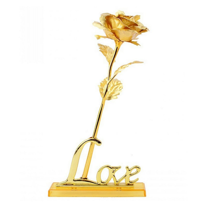 Gold Foil Rose Lover&#39;s Lighting Rose 24K Foil Plated Rose Gold Rose Wedding Decoration Flower Valentine&#39;s Day Gift