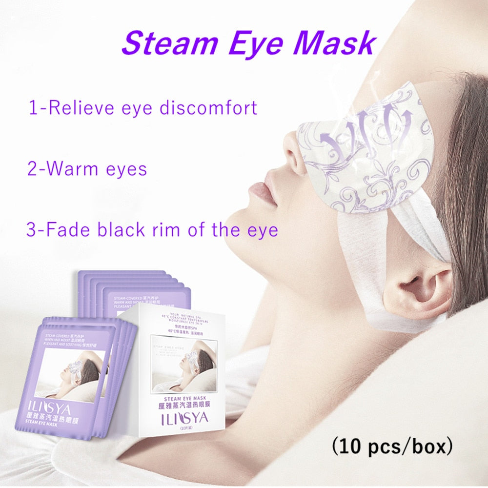 ILISYA Lavender Oil Steam Eye Mask Eye Care Skin Dark Circle Eliminate Puffy Eyes Fine Line Wrinkles Anti aging Eye Massage