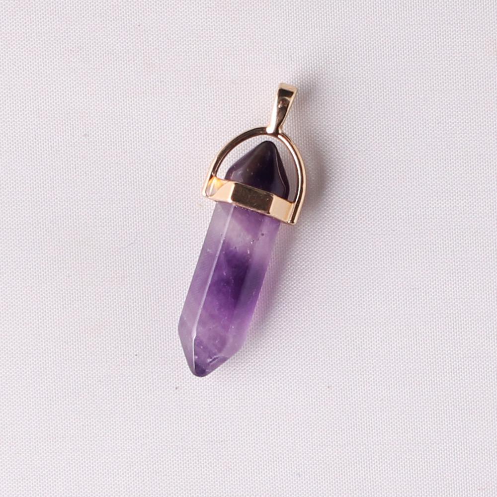 50pcs/lot Gold Zinc Alloy Amethysts Pendants For Jewelry Making Natural Stone Necklace Pendant Druzy Reiki Pendulum Amulet