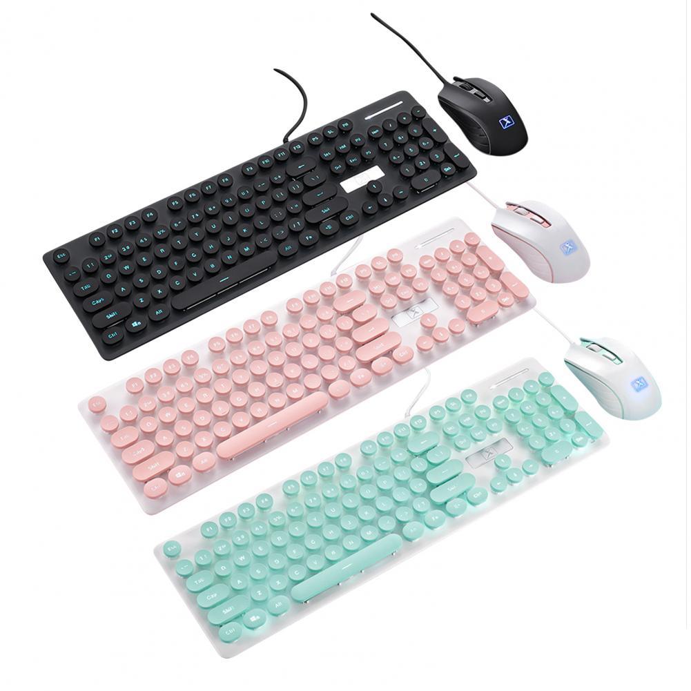 1 Set Wired Keyboard Mouse Combos Mechanical Feel Backlight USB Gaming Wired Keyboard Mouse Set Kit Computer Accessories