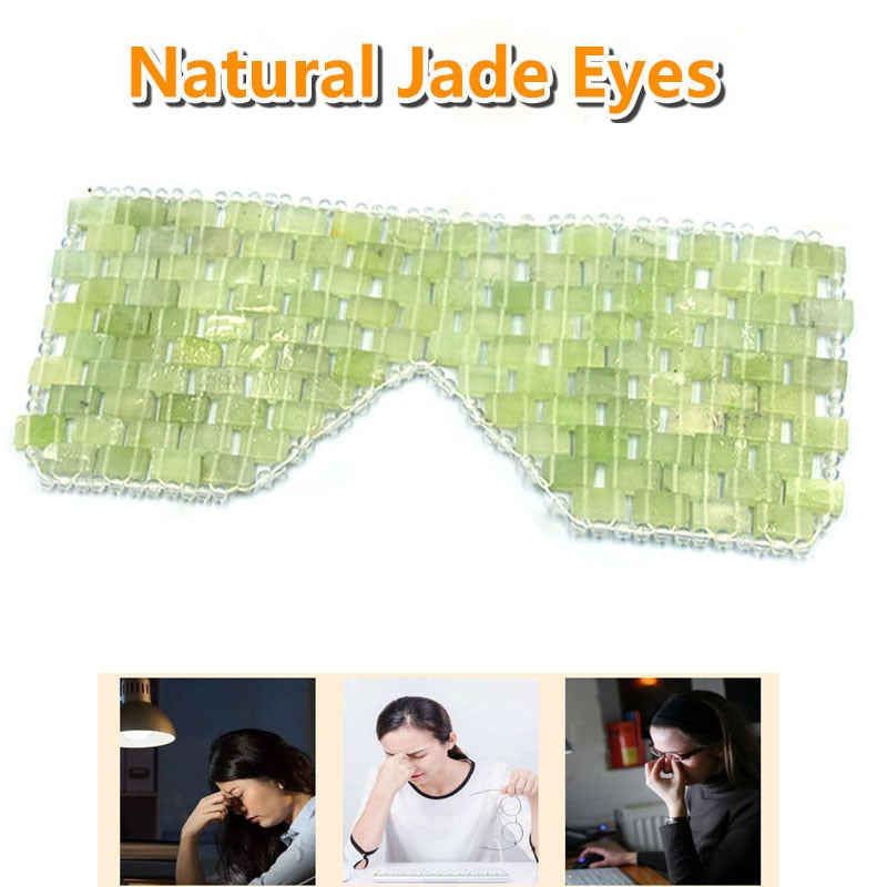 Natural Jade Eye Mask Cooling Jade Sleep Eye Mask Massager Therapy Jade Stone Anti Aging Shade Cover Relaxation Gift