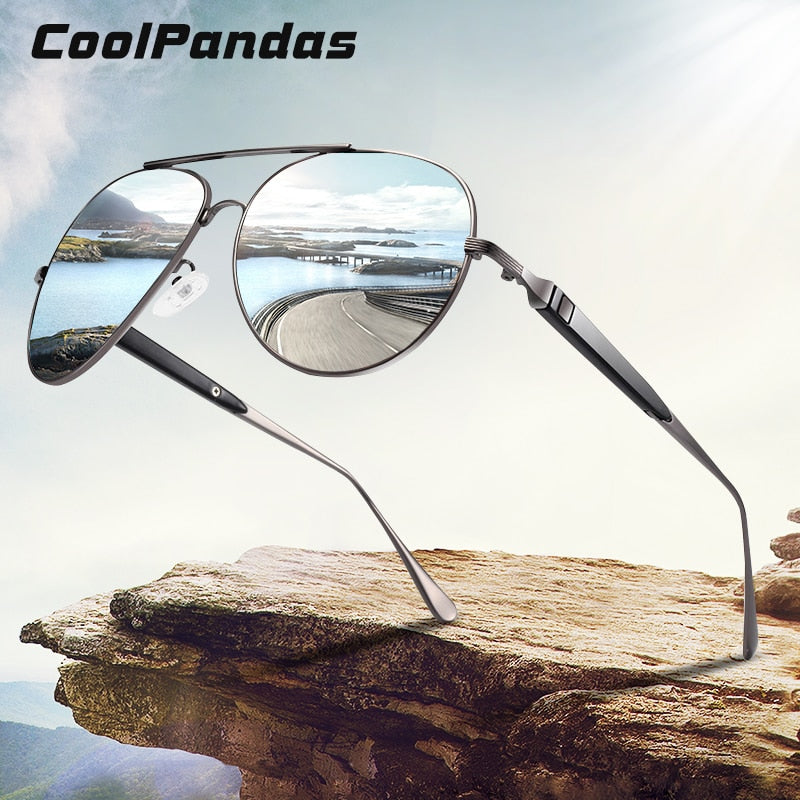 CoolPandas Top Brand Pilot Sunglasses Men Polarized Sun glasses For Male 2020 Anti-Glare Driving Oculos lunettes de soleil homme