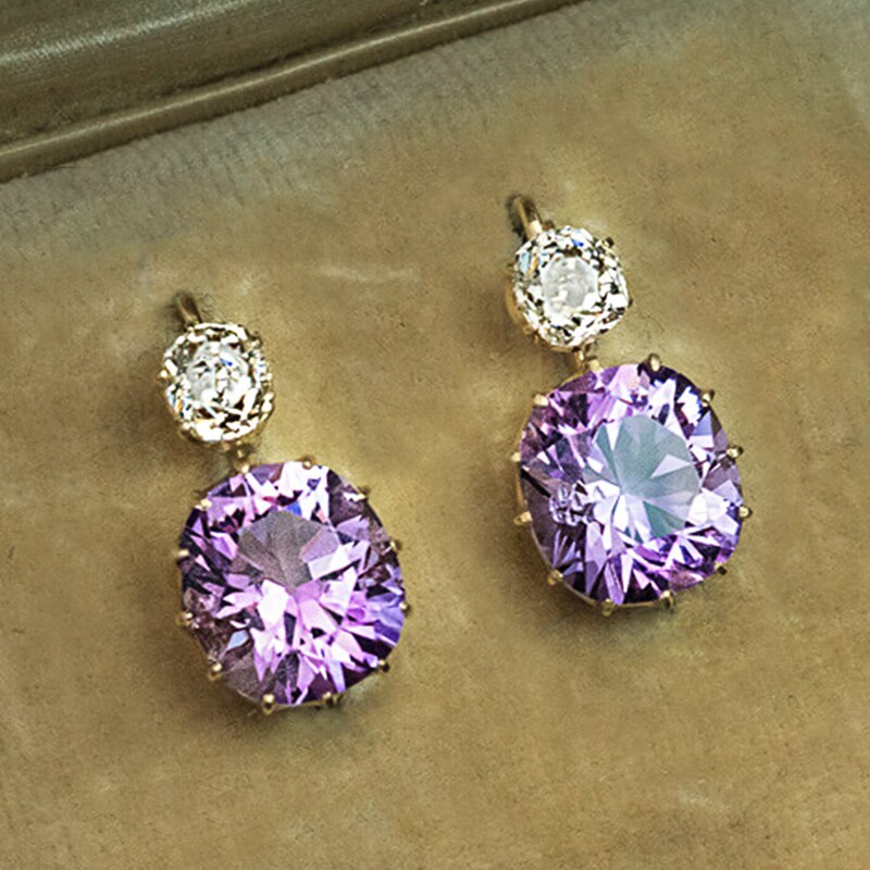 CAOSHI Charming Drop Earrings for Women Dazzling Purple Zirconia Elegant Female Exquisite Lady Party Accessories Fancy Jewelry