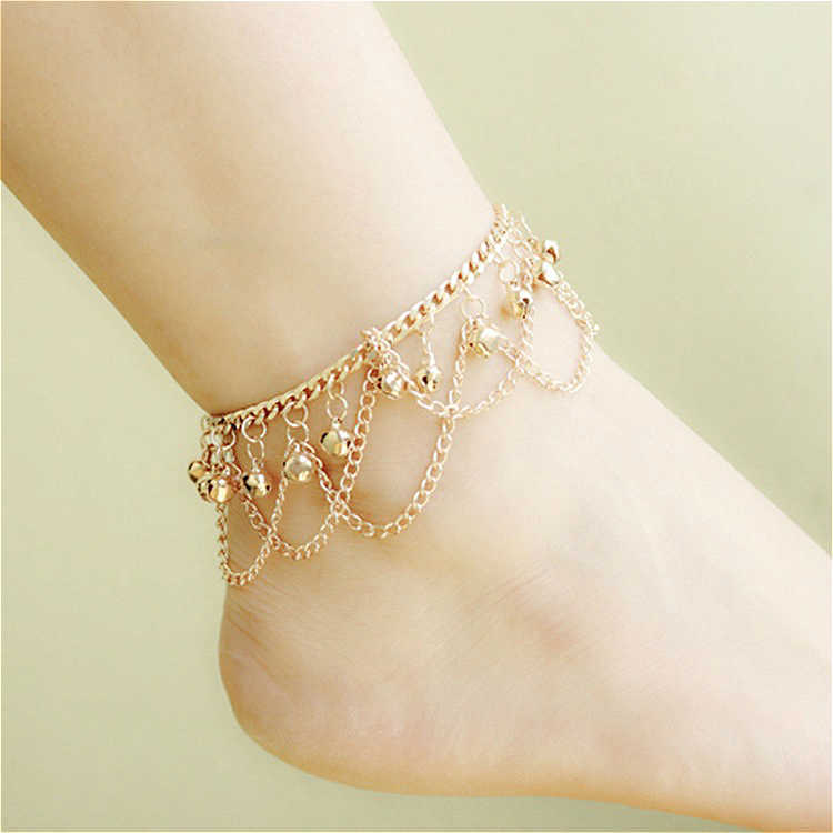 Bohemian Vintage Bells Ankle Bracelet Foot Jewelry Summer Beach Barefoot Sandals Charms Anklet Women Legs Accessories 1pcs