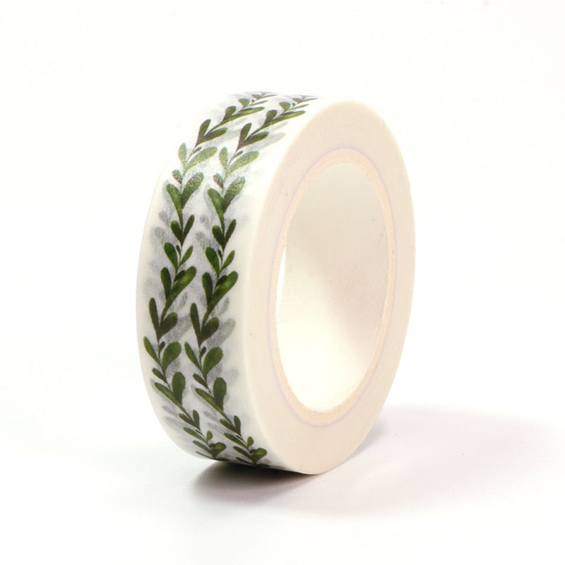 1PC 15MM*10M NEW arrival Spring Green Leaves Decorative Washi Tape DIY Scrapbooking Masking Tape School Office Supply