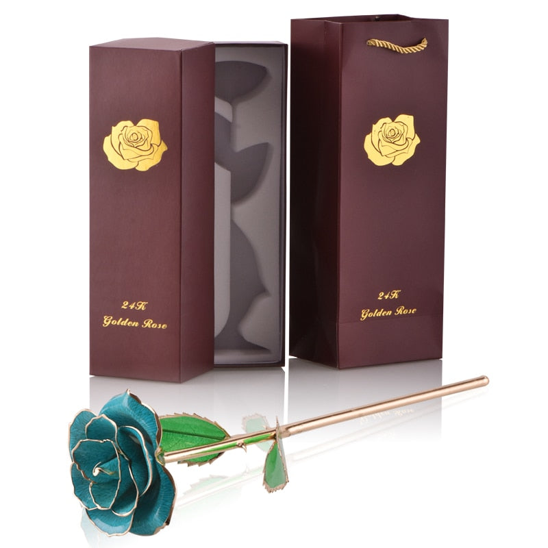 Gifts for Women 24k Gold Dipped Rose with Stand Eternal Flowers Forever Love In Box Girlfriend Wedding Valentine Gift for Her