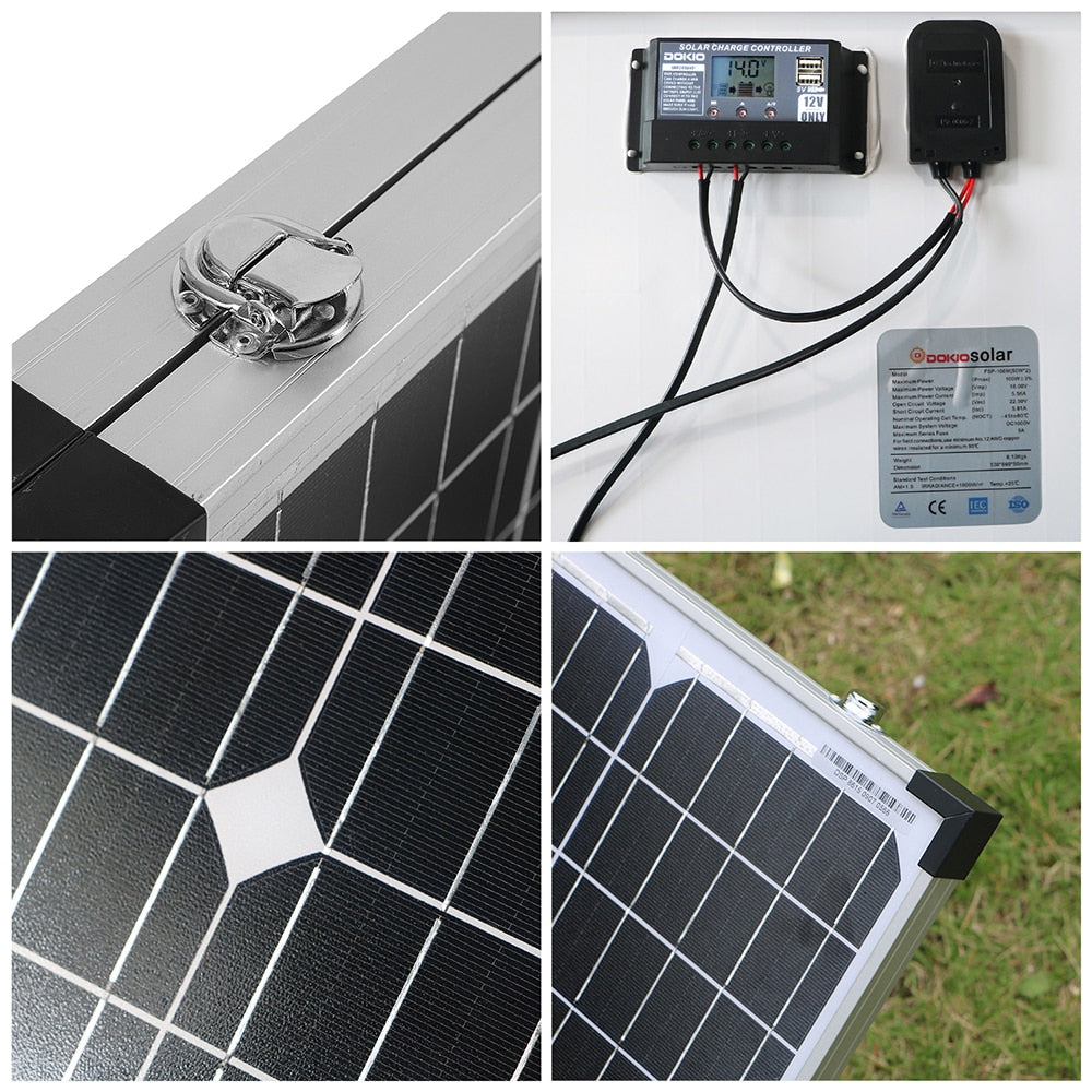 Dokio 100W 160W 200W Foldable Solar Panel China 10A/20A 12V Controller Folding Solar Panel Cell/System Charger Solar Panel