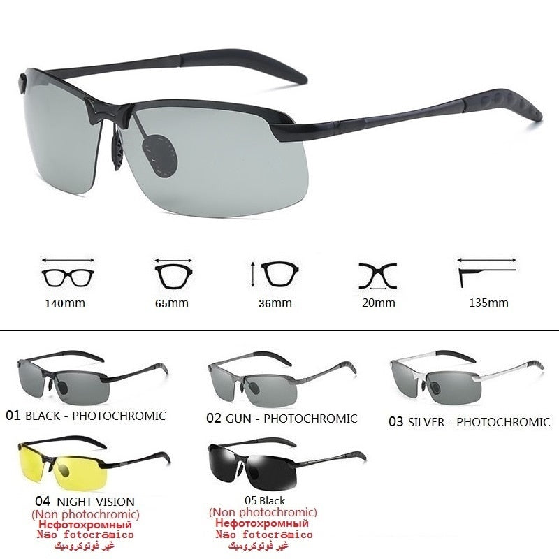 Photochromic Sunglasses Men Polarized Driving Chameleon Glasses Male Change Color Sun Glasses Day Night Vision Driver&#39;s Eyewear