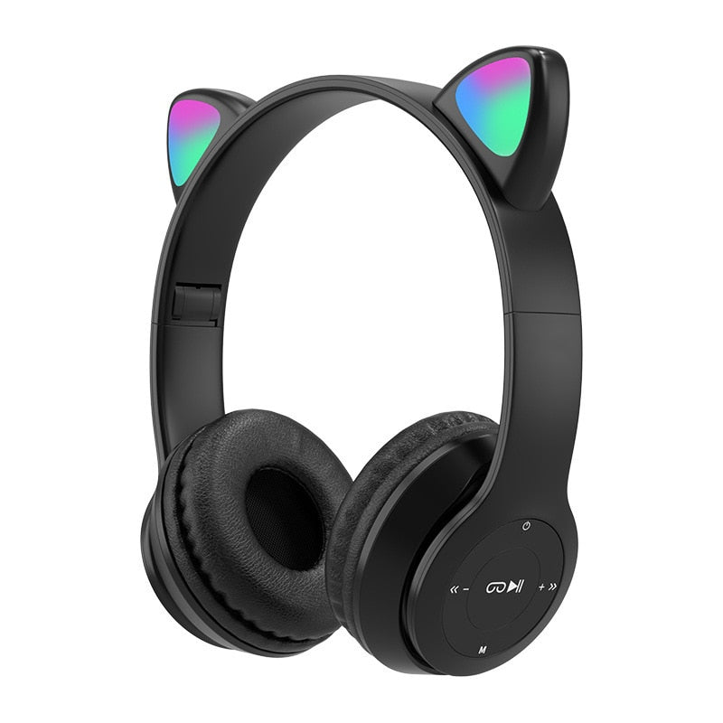 Pink Girl Wireless Headphones RGB Cute Cat Ears Headset With Microphone Noise Cancelling Kid Stereo Music casco Children&#39;s Gifts