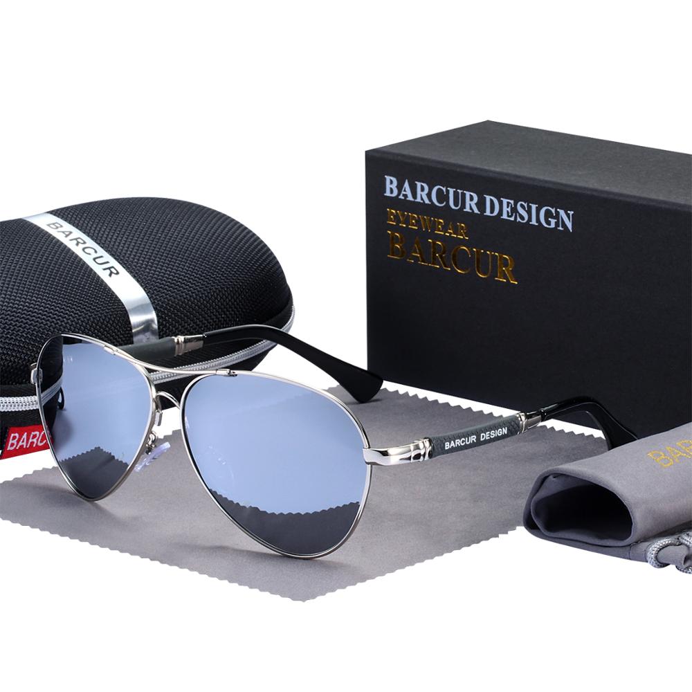 BARCUR Design Titanium Alloy Sunglasses Polarized Men&#39;s Sun Glasses Women Pilot Gradient Eyewear Mirror Shades Oculos De Sol