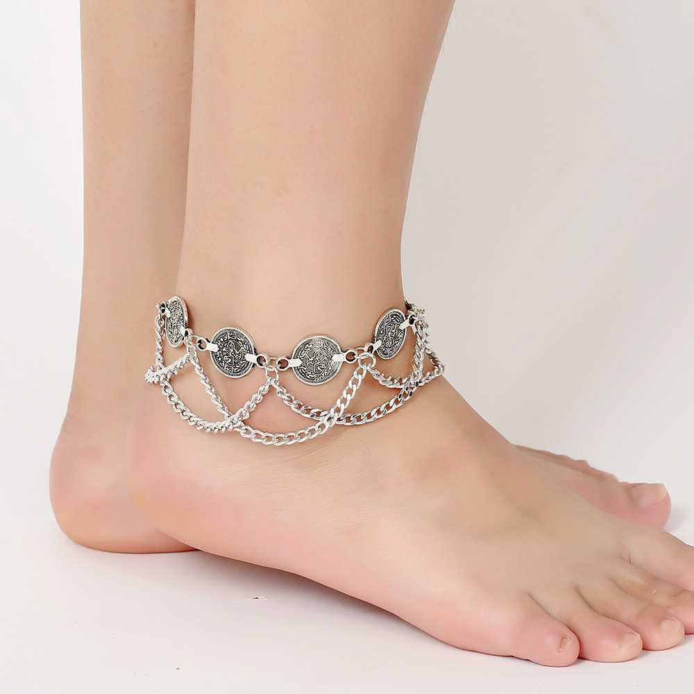 Bohemian Vintage Bells Ankle Bracelet Foot Jewelry Summer Beach Barefoot Sandals Charms Anklet Women Legs Accessories 1pcs