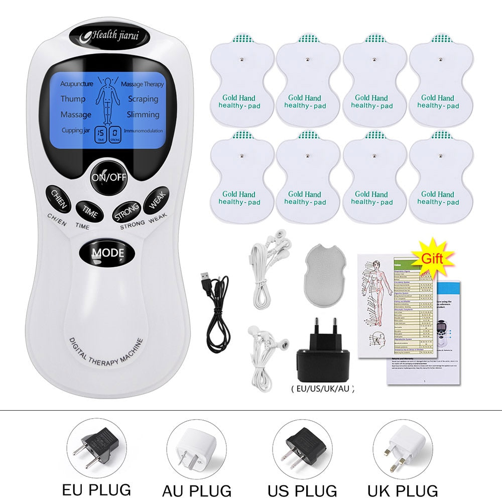 8Pads Digital Electric Massager Tens EMS Acupuncture Body Massage Therapy Machine For Back Neck Foot health Herald Machine