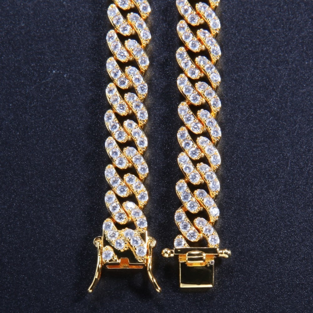 UWIN 9mm Cubic Zirconia Cuban Link Bracelets For Men Women Fashion Hiphop Gold Silver Color Bling Bracelet Jewelry Drop shipping