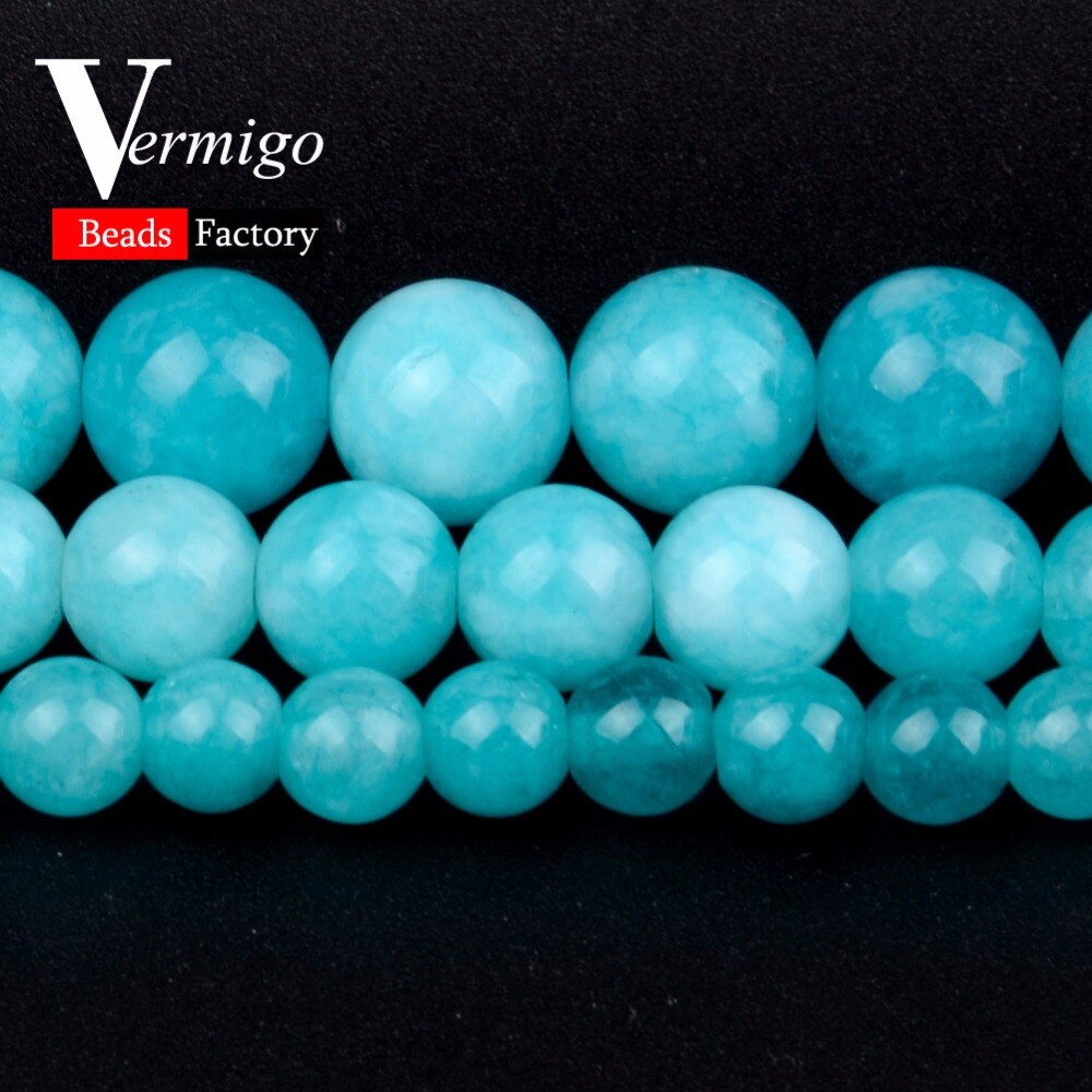 Natural Stone Beads Amazonite Round Loose Beads For Needlework Jewelry Making 6 8 10mm Diy Bracelet Necklace Accessories 15"