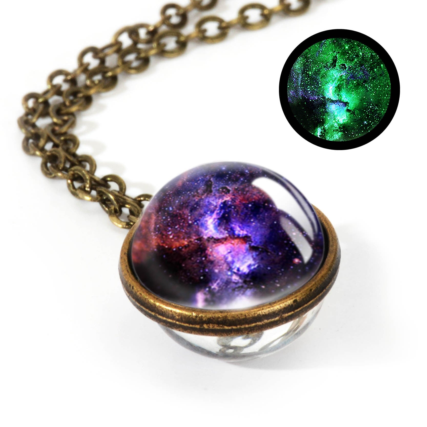 2020 New Nebula Galaxy Double Sided Pendant Necklace Universe Planet Jewelry Glass Art Picture Handmade Statement Necklace