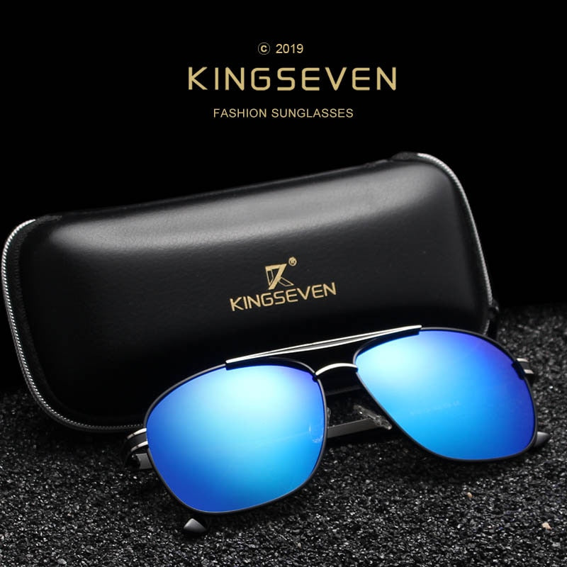 KINGSEVEN 2019 Stainless Steel Square Sunglasses Men&#39;s Polarized Mirror Sun Glasses Pilot Female Eyewears Accessories N738