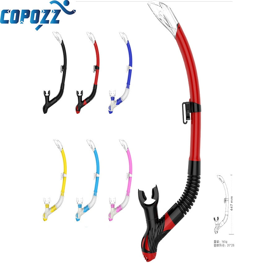 COPOZZ professional Dry Snorkel Diving Tube Air Tube PU Tube Liquid Silicone Scuba Diving Equipment hunting Snorkel  for adult