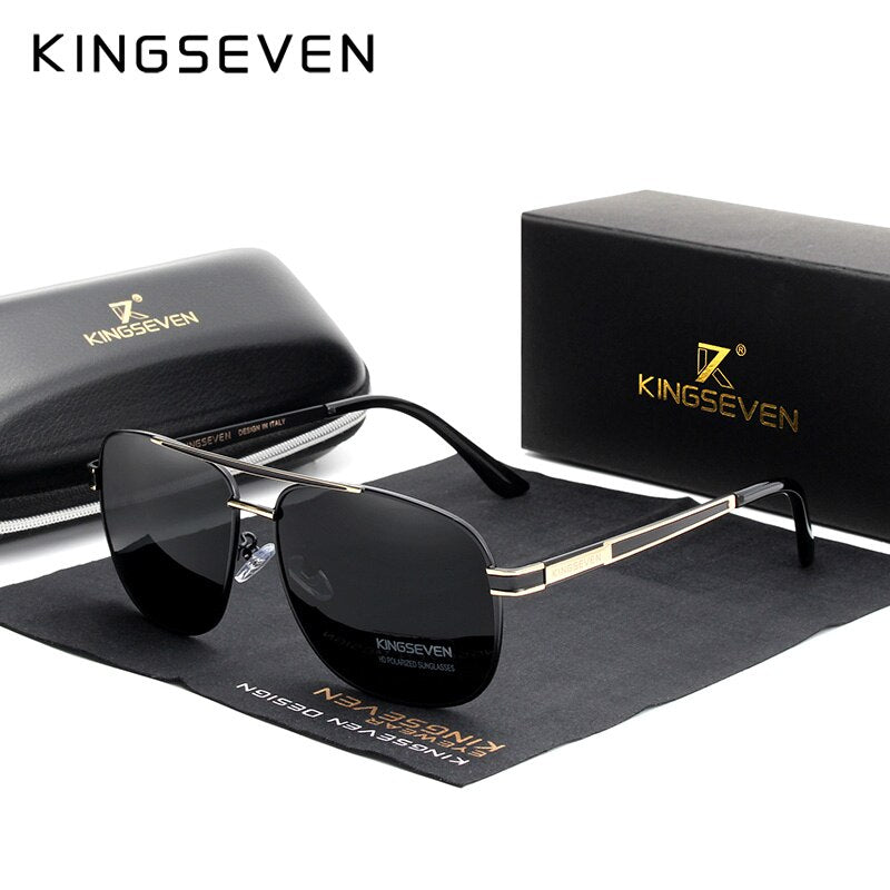 KINGSEVEN 2019 Stainless Steel Square Sunglasses Men&#39;s Polarized Mirror Sun Glasses Pilot Female Eyewears Accessories N738