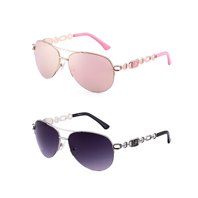 FENCHI Pink Sunglasses Women 2021 Pilot Vintage Female Sun Gasses UV 400 White Shades Zonnebril Dames Oculos Feminino De Sol