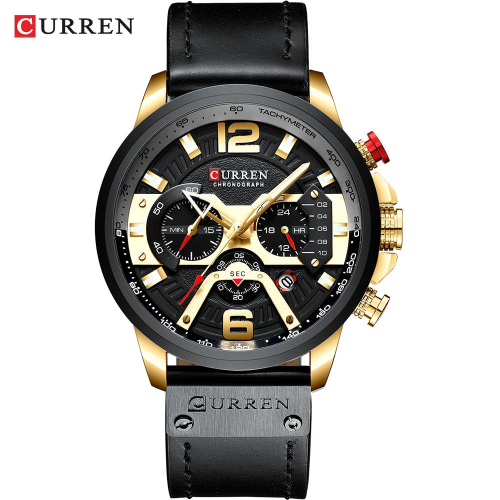 CURREN Mens Watches Top Brand Luxury Leather Sports Watch Men Fashion Chronograph Quartz Man Clock Waterproof Relogio Masculino