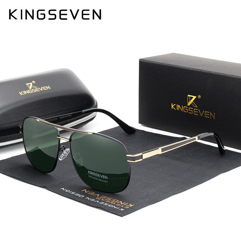 KINGSEVEN 2019 Stainless Steel Square Sunglasses Men&#39;s Polarized Mirror Sun Glasses Pilot Female Eyewears Accessories N738