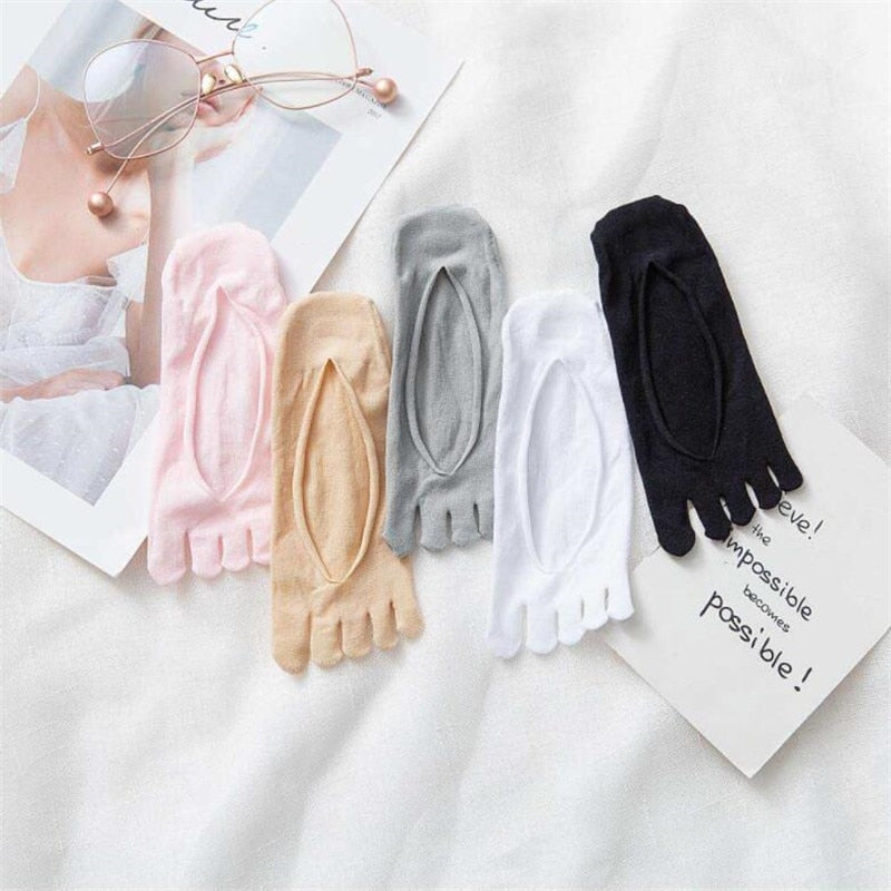 5 Pair Women Five Toe Socks Spring Summer And Autumn Fashion Short Sock Woman&#39;s And Ladies 5 Finger Cotton Boat Socks