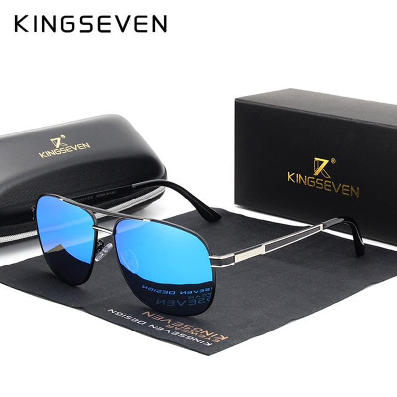 KINGSEVEN 2019 Stainless Steel Square Sunglasses Men&#39;s Polarized Mirror Sun Glasses Pilot Female Eyewears Accessories N738