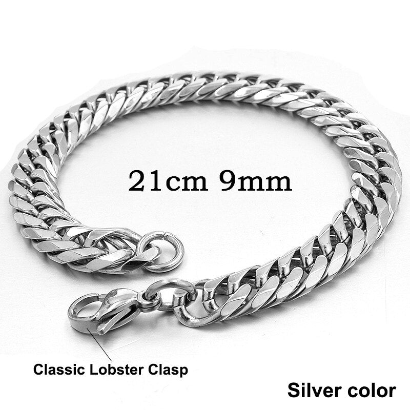 2019 New Stainless Steel Bracelet Men Jewelry Party Fashion Hand Cuban Chain Bracelets For Boys Best Friend Quality Gift GB043