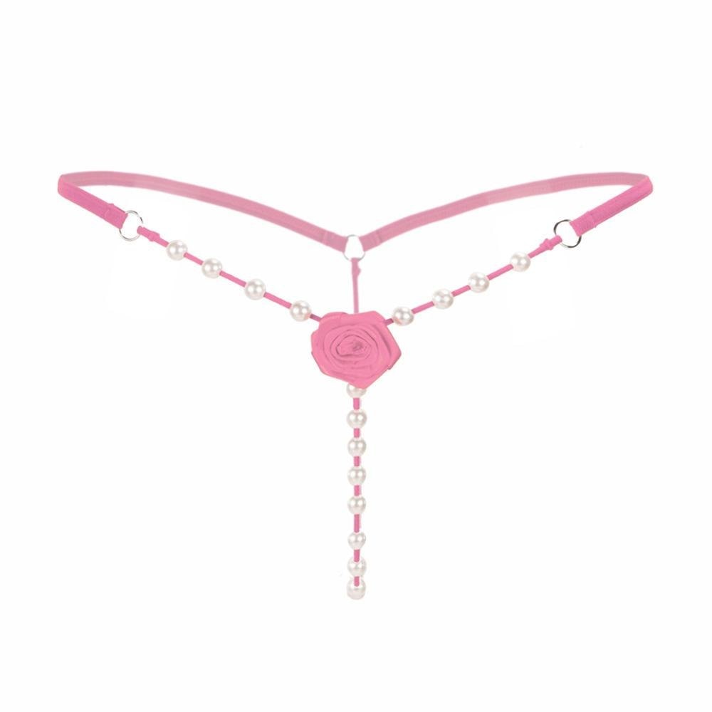 Women Flower Pearl G String Sexy Thong Temptation Panties Ladies Low Waist Underwear