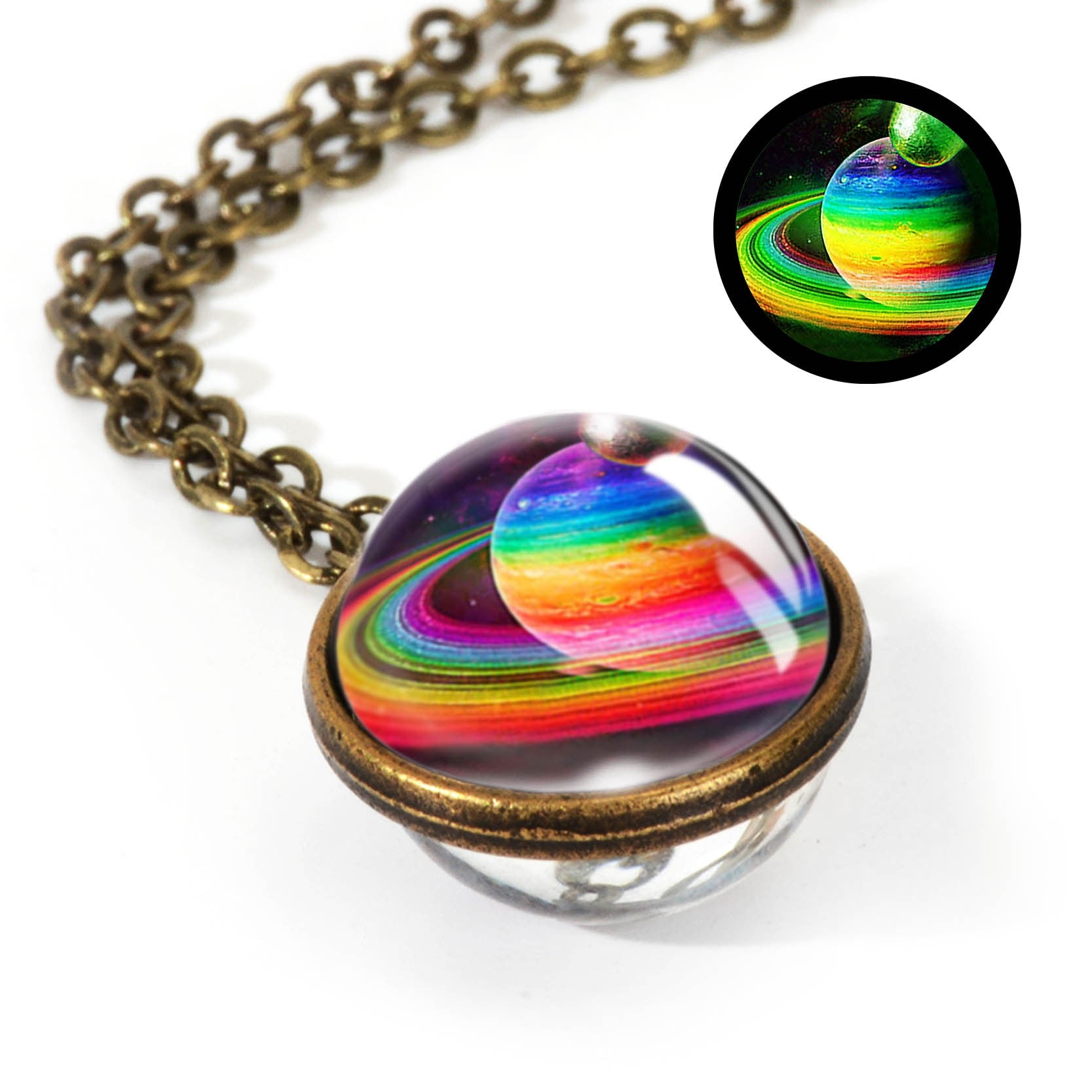 2020 New Nebula Galaxy Double Sided Pendant Necklace Universe Planet Jewelry Glass Art Picture Handmade Statement Necklace