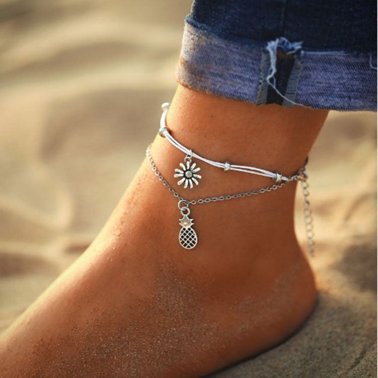 Bohemian Beads Ankle Bracelet for Women Leg Chain Round Tassel Anklet Vintage Foot Bracelet Summer Jewelry Accessories