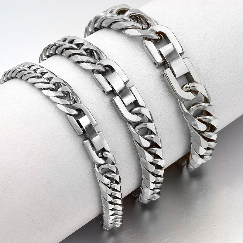 2019 New Stainless Steel Bracelet Men Jewelry Party Fashion Hand Cuban Chain Bracelets For Boys Best Friend Quality Gift GB043