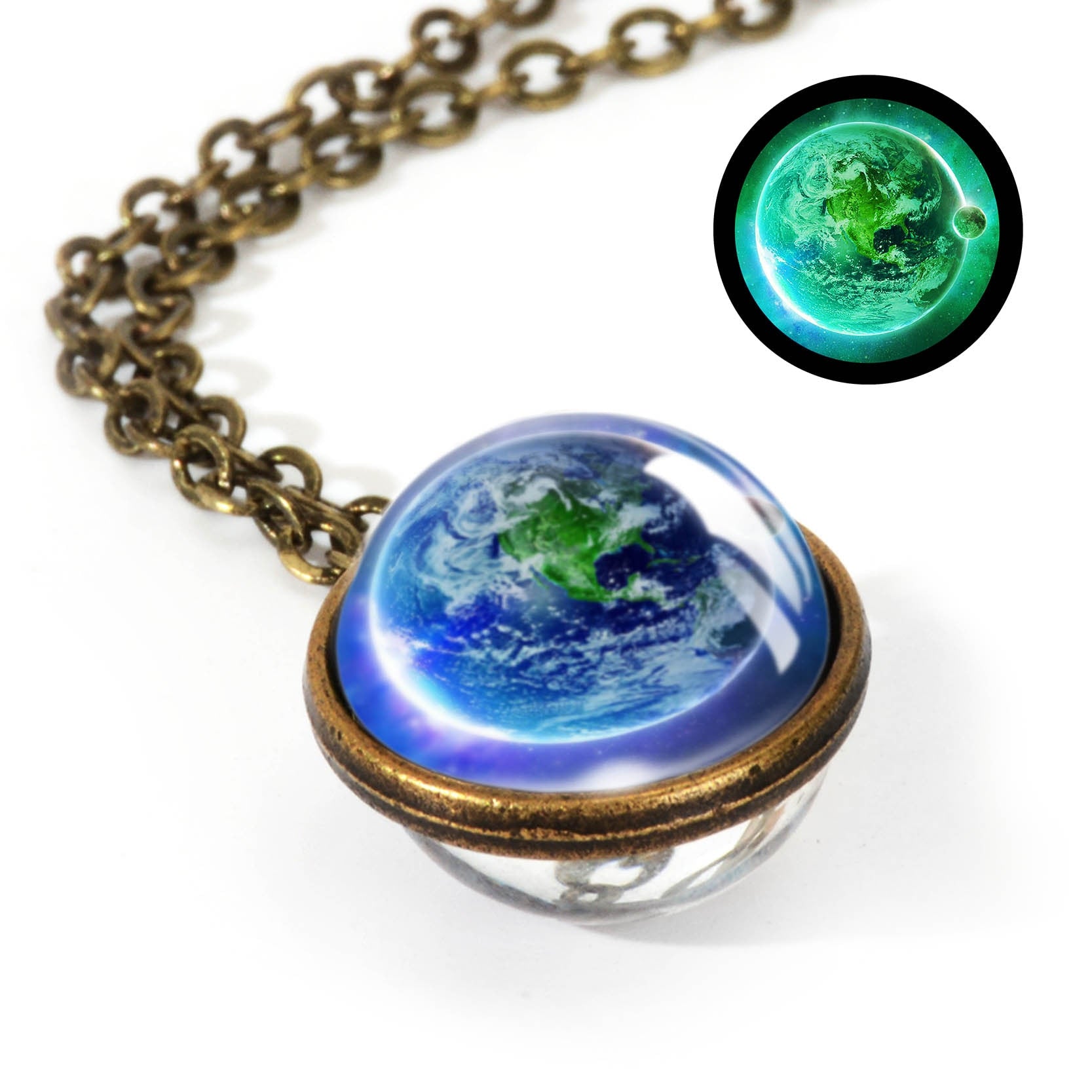 2020 New Nebula Galaxy Double Sided Pendant Necklace Universe Planet Jewelry Glass Art Picture Handmade Statement Necklace