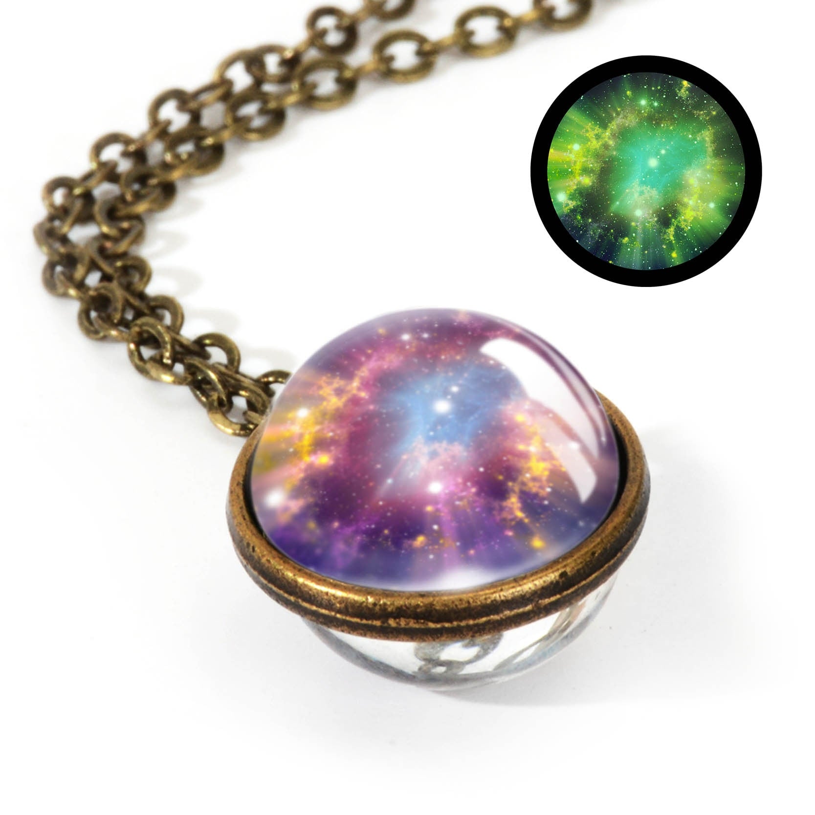 2020 New Nebula Galaxy Double Sided Pendant Necklace Universe Planet Jewelry Glass Art Picture Handmade Statement Necklace